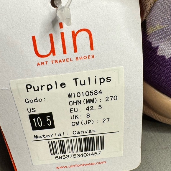 UIN Women's Art Travel Shoes slip-on loafers Purple Tulips Toledo 10.5 NWT - Picture 5 of 5